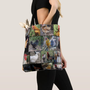 Chicken Rooster Photo Collage Tote Bag