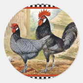 Chicken Rooster Ronde Sticker (Voorkant)
