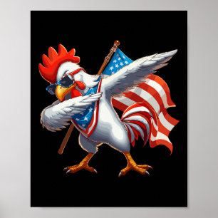 Chicken Rooster Sungles 4th van juli Amerikaanse v Poster