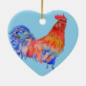 Chicken Rooster Waterverf Love You Dad Decoration Keramisch Ornament (Achterkant)