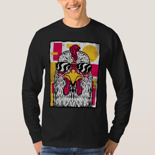 Chicken Rooster Wearing Sunglasses T-shirt (Voorkant)