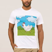 Chicken Running in een veld Mannen T-shirt (Voorkant)