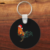 Chicken Santa Christmas Tree Funny Chicken Lover C Sleutelhanger (Voorkant)