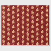 Chicken Santa Hat Kerstrood Cadeaupapier (Vlak)