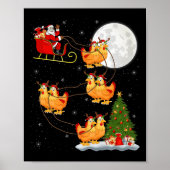 Chicken Santa Sleigh Flying Funny Magical Christma Poster (Voorkant)