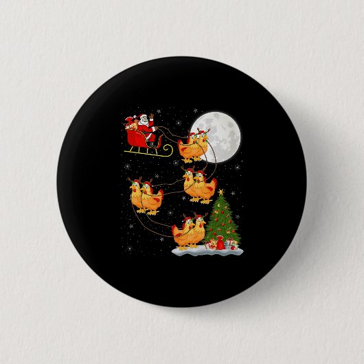 Chicken Santa Sleigh Flying Funny Magical Christma Ronde Button 5,7 Cm (Voorkant)