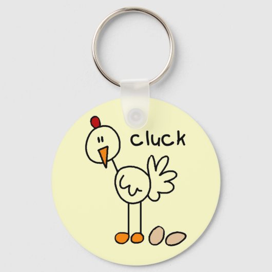 Chicken Says Cluck Tshirts en Gifts Sleutelhanger (Voorkant)
