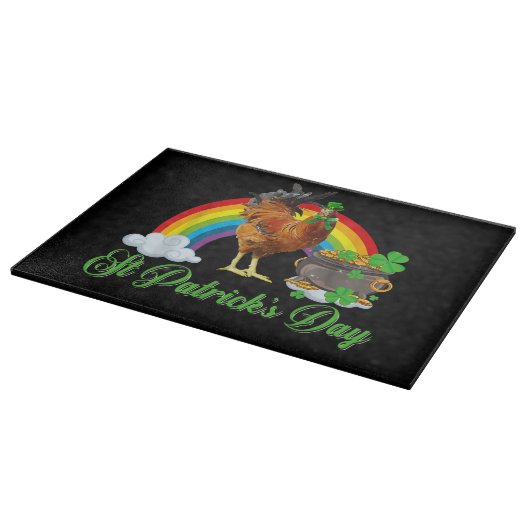 Chicken Shamrock St Patricks Day Chicken Irish Gif Snijplank (Hoek)