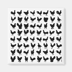 Chicken Silhouettes Magneet