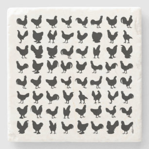 Chicken Silhouettes Stenen Onderzetter