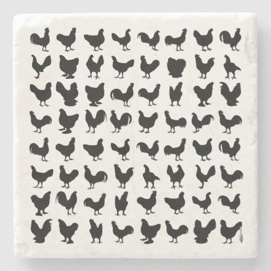 Chicken Silhouettes Stenen Onderzetter (Voorkant)