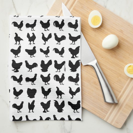 Chicken Silhouettes Theedoek (Quarter Fold)