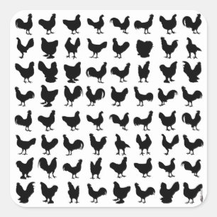 Chicken Silhouettes Vierkante Sticker