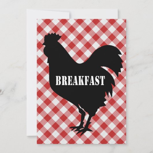 Chicken Silo on Red Check Background Breakfast Kaart (Voorkant)
