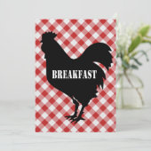 Chicken Silo on Red Check Background Breakfast Kaart (Staand voorkant)
