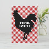 Chicken Silo, Red & White Check Cloth Invited Kaart (Staand voorkant)