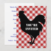 Chicken Silo, Red & White Check Cloth Invited Kaart (Voorkant / Achterkant)