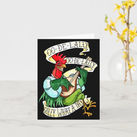 Chicken Sing O De Lally Golly What A Day Funny Kaart (Gele Bloem)
