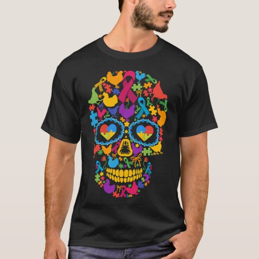 Chicken Skull Autism Awareness   T-shirt (Voorkant)