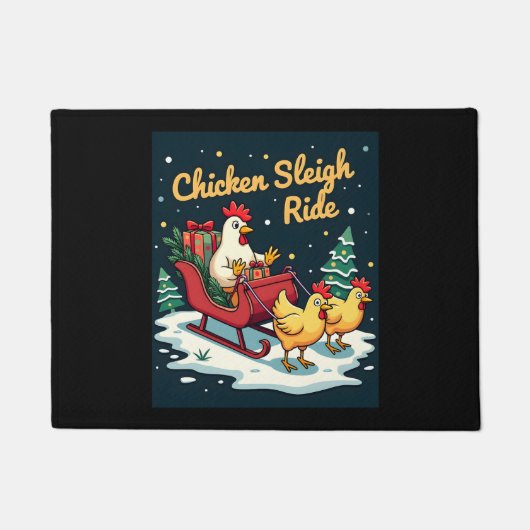 Chicken Sleigh Ride Deurmat (Voorkant)
