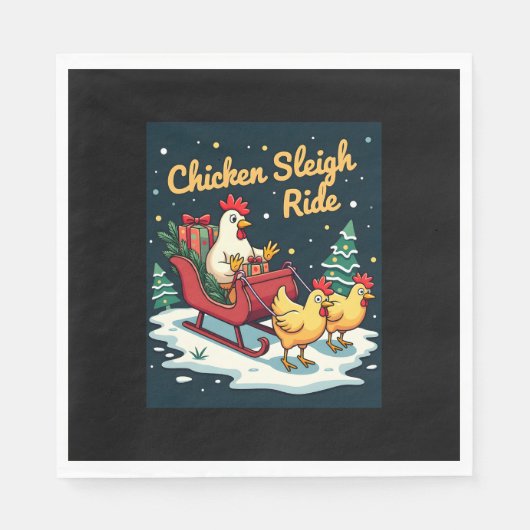 Chicken Sleigh Ride Servet (Voorkant)