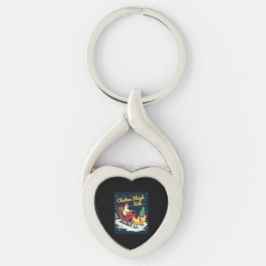 Chicken Sleigh Ride Sleutelhanger (Voorkant)