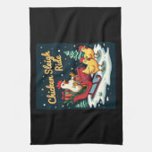 Chicken Sleigh Ride Theedoek (Verticaal)