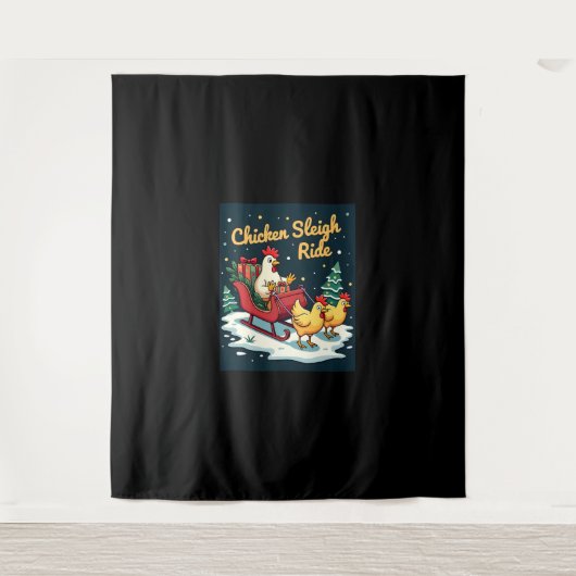 Chicken Sleigh Ride Wandkleed (Voorkant)
