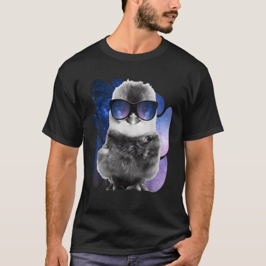 Chicken Space Glasses Baby Chick Galaxy Zonnebril T-shirt (Voorkant)