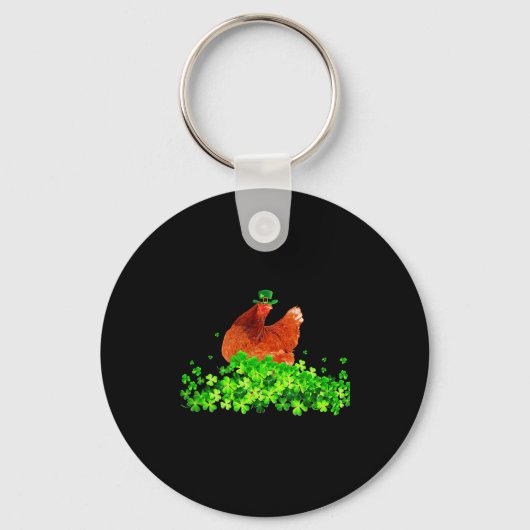 Chicken St Patricks Day Chicken Lover Irish Shamro Sleutelhanger (Voorkant)