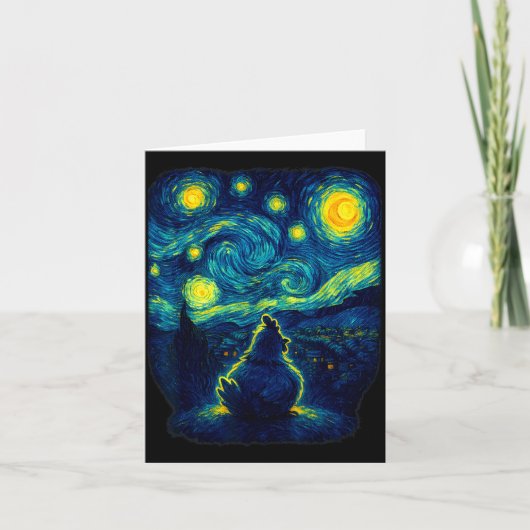 Chicken Starry Funny Night Van Gogh Farm Lover Gir Kaart (Voorkant)
