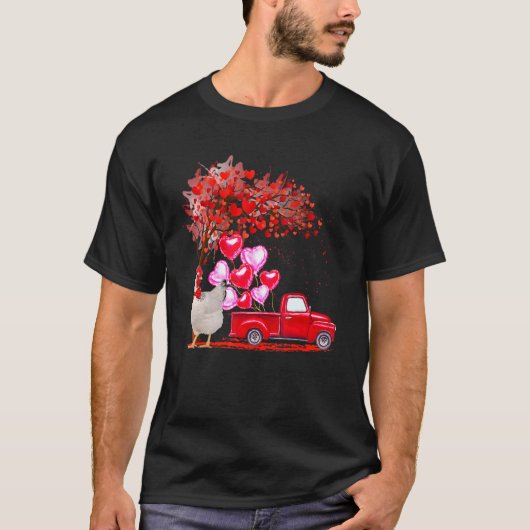 Chicken Sunglazen Hearts Tree Pickup Truck Farmer T-shirt (Voorkant)