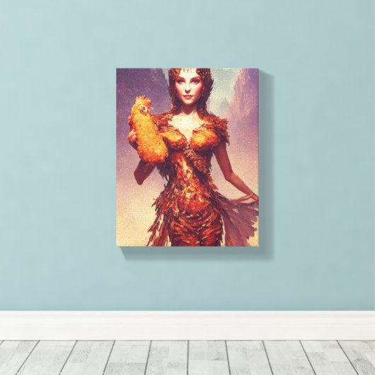 Chicken Tendies Goddess Canvas Afdruk (Insitu (Houten vloer))