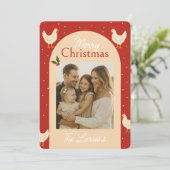 Chicken Themed Christmas Photo Card Feestdagenkaart (Staand voorkant)