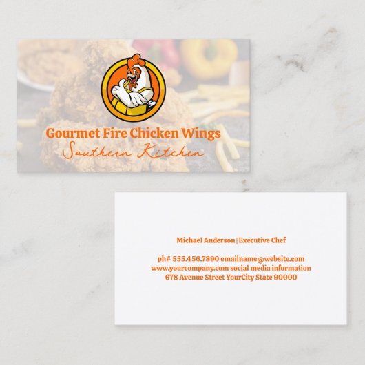 Chicken Thumb Up Cartoon | restaurant Visitekaartje (Voorkant / Achterkant)