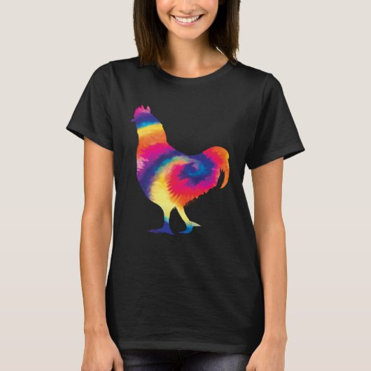 Chicken   Tie Dye Chicken Colorful Retro Chicken T-shirt (Voorkant)