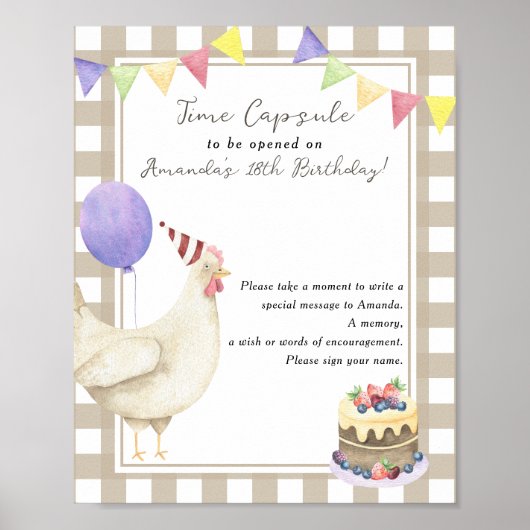 Chicken Time Capsule 1e verjaardag genderneutraal Poster (Voorkant)