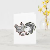 Chicken Turkey Thanksgiving Day Funny Animal Herfs Kaart (Gele Bloem)