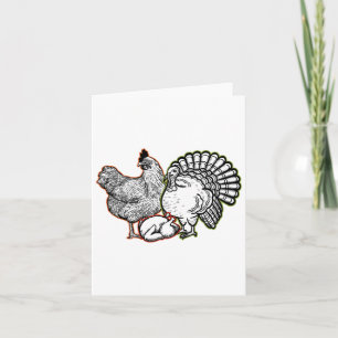 Chicken Turkey Thanksgiving Day Funny Animal Herfs Kaart