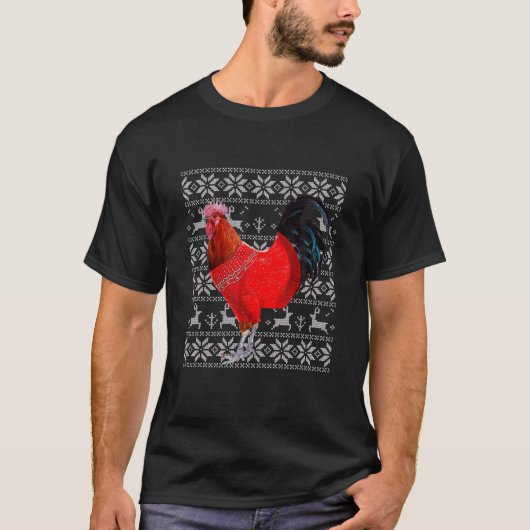 Chicken Ugly Sweater Kerstmis Funny Chicken Lover T-shirt (Voorkant)