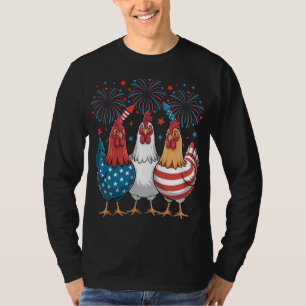 Chicken USA Flag Patriotisch 4 juli Mannen LS T-shirt