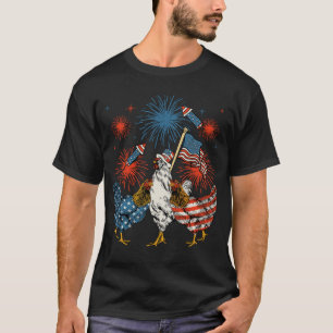 Chicken USA Flag Patriottische 4 juli Mannen T-shirt