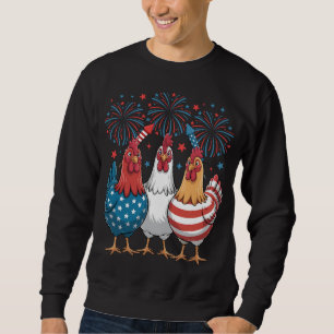 Chicken USA Flag Patriottische 4 juli Mannen Trui