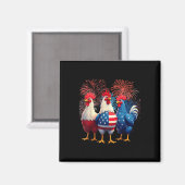 Chicken USA Flag Patriottische Grappige Kip 4e van Magneet (Voorkant / Achterkant)