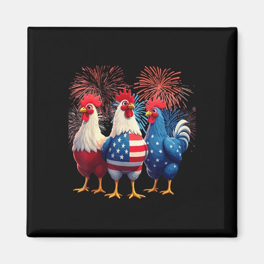 Chicken USA Flag Patriottische Grappige Kip 4e van Magneet (Voorkant)