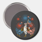 Chicken USA Vlag Patriottisch 4e juli Cirkel Magneet (Voorkant / Achterkant)