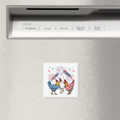 Chicken USA Vlag Patriottisch 4e juli Vierkant Magneet (Insitu (Vaatwasser))