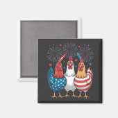 Chicken USA Vlag Patriottisch 4e juli Vierkant Magneet (Voorkant / Achterkant)