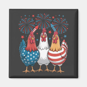 Chicken USA Vlag Patriottisch 4e juli Vierkant Magneet