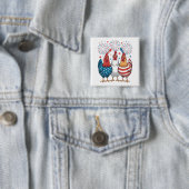 Chicken USA Vlag Patriottisch 4e juli Vierkant Vierkante Button 5,1 Cm (In situ)